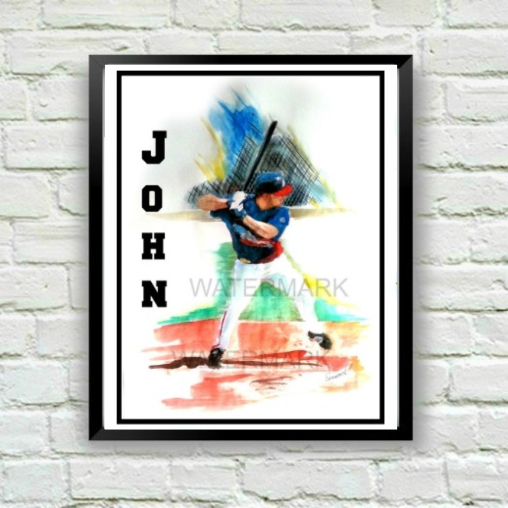 8" x 10" Baseball Art Print Personalized